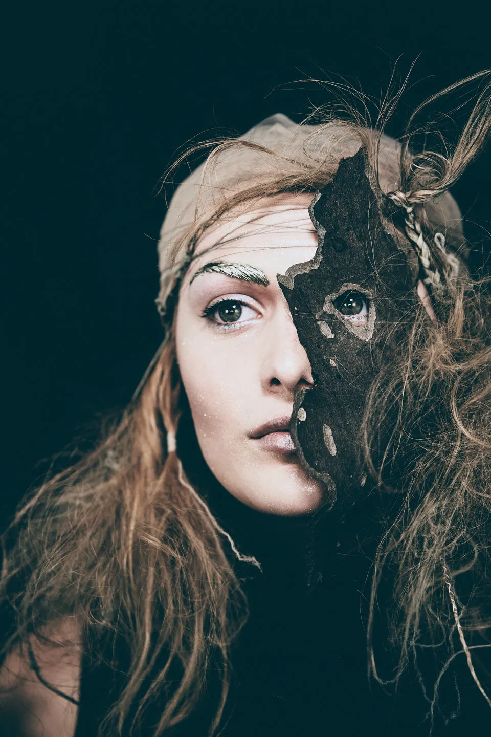 Avant-garde makeup lit by TML lighting