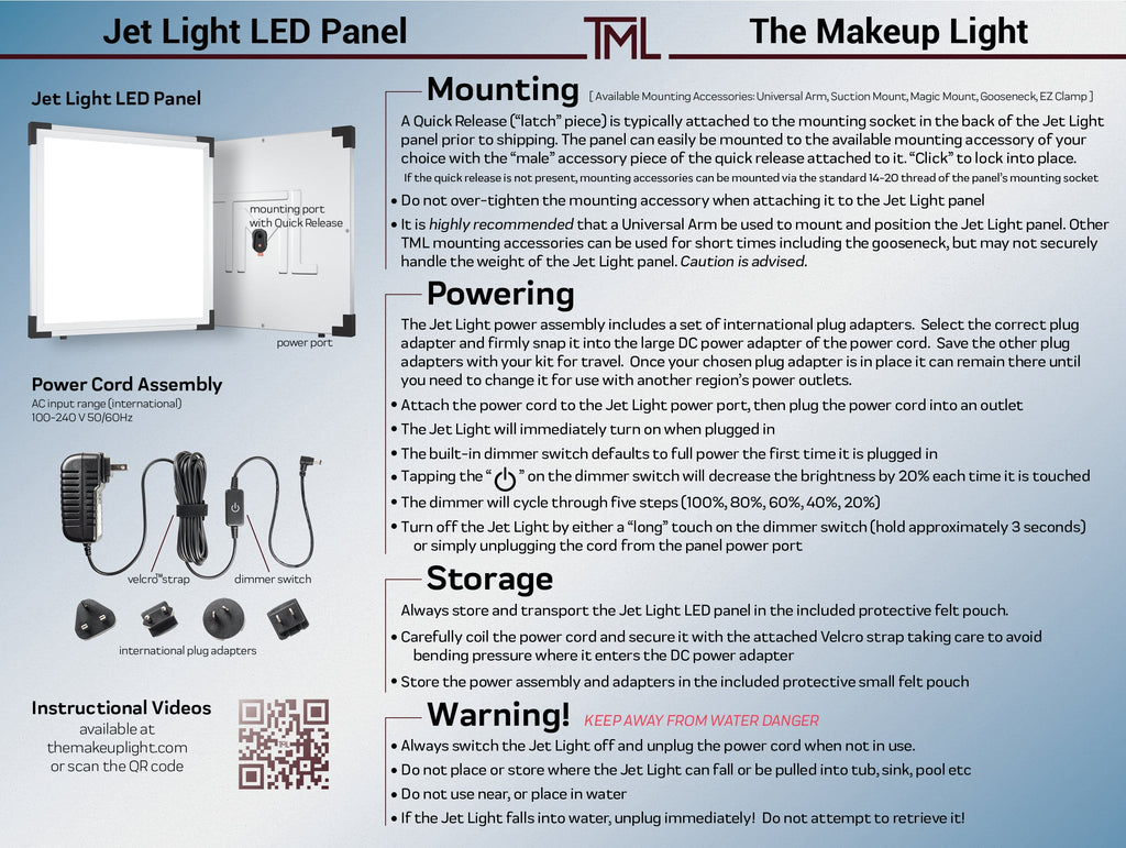 Jet Light instruction card