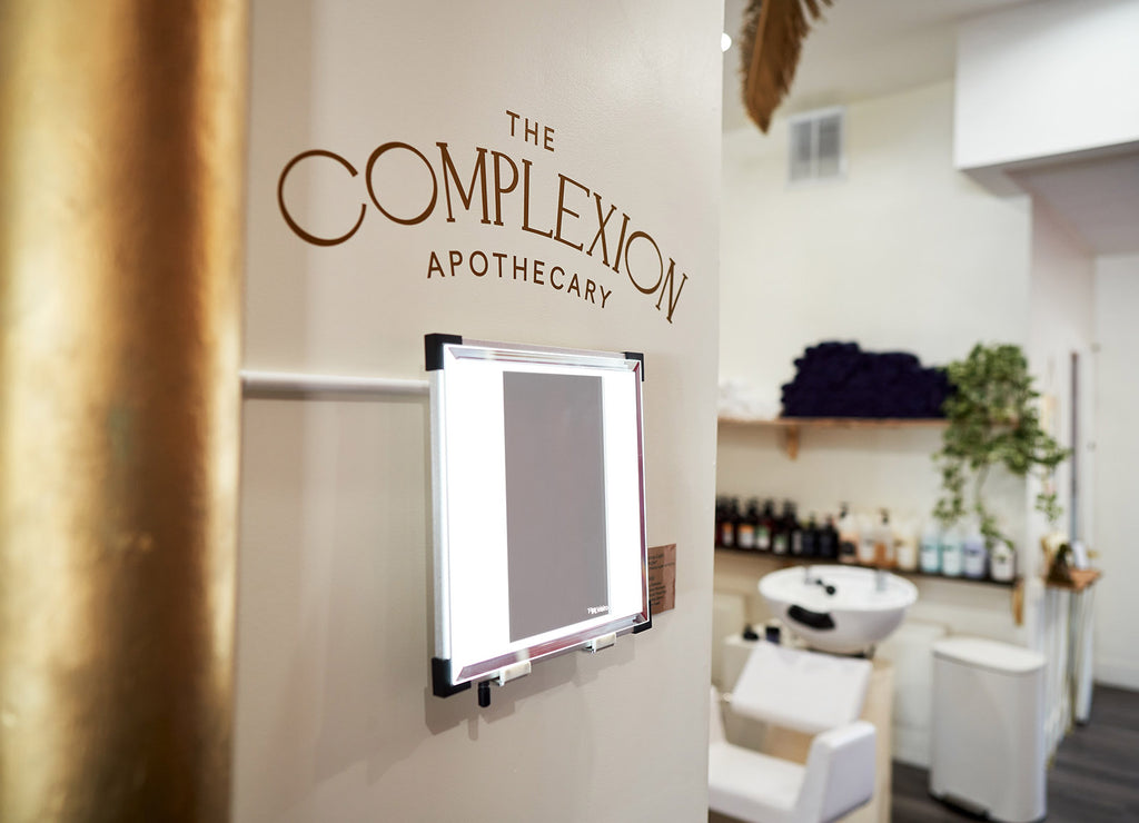 TML Meira lighted mirror makeup vanity on the wall at The Complexion Apothecary